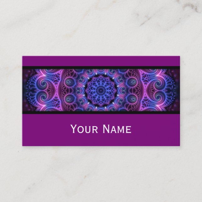 Kaleidoscope Fractal - Hearts Mandala + your text Business Card (Front)