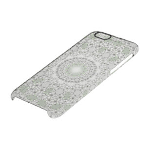 Kaleidoscope Fractal Mandala - grey green Clear iPhone 6/6S Case
