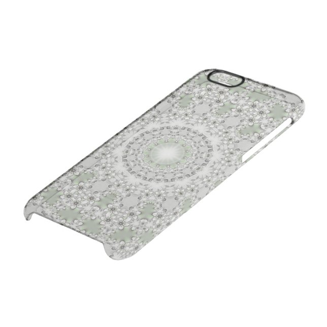 Kaleidoscope Fractal Mandala - grey green Uncommon iPhone Case (Bottom)