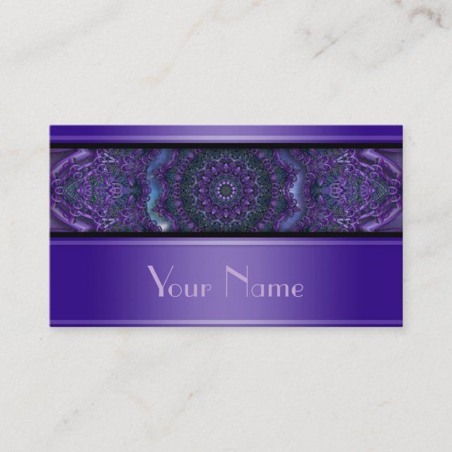 Kaleidoscope Fractal Mandala V + your Text Business Card (Front)