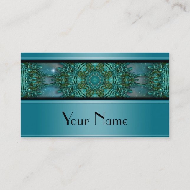 Kaleidoscope Fractal Mandala X + your Text Business Card (Front)