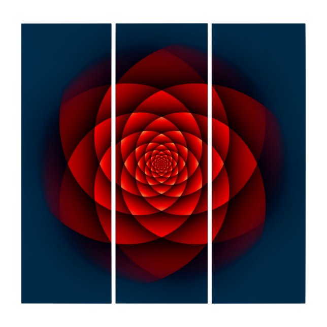 Kaleidoscope Fractal - red rose + your ideas Triptych (Front)