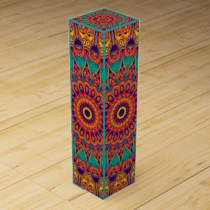 Kaleidoscope Fractal Tattoo I + your text Wine Box