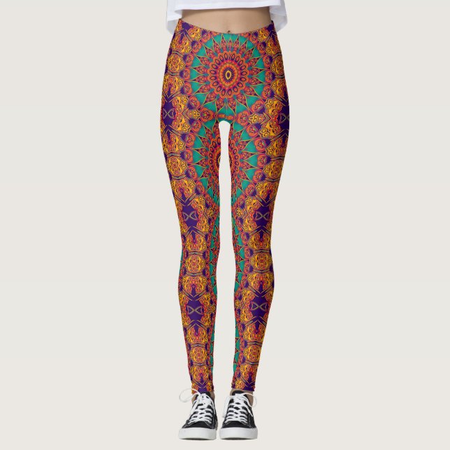 Kaleidoscope Fractal - tattoo II + your ideas Leggings (Front)