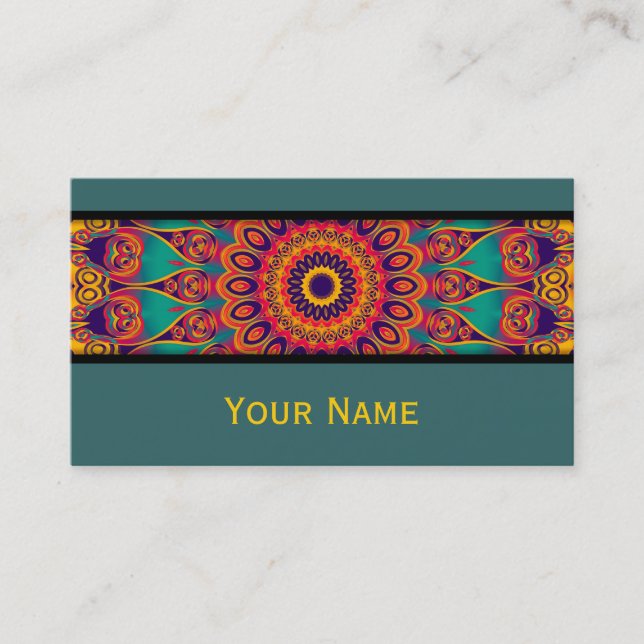 Kaleidoscope Fractal - tattoo II + your text Business Card (Front)