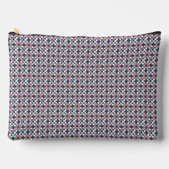 Kaleidoscope Geometric Pattern Pink Accessory Pouch (Front)