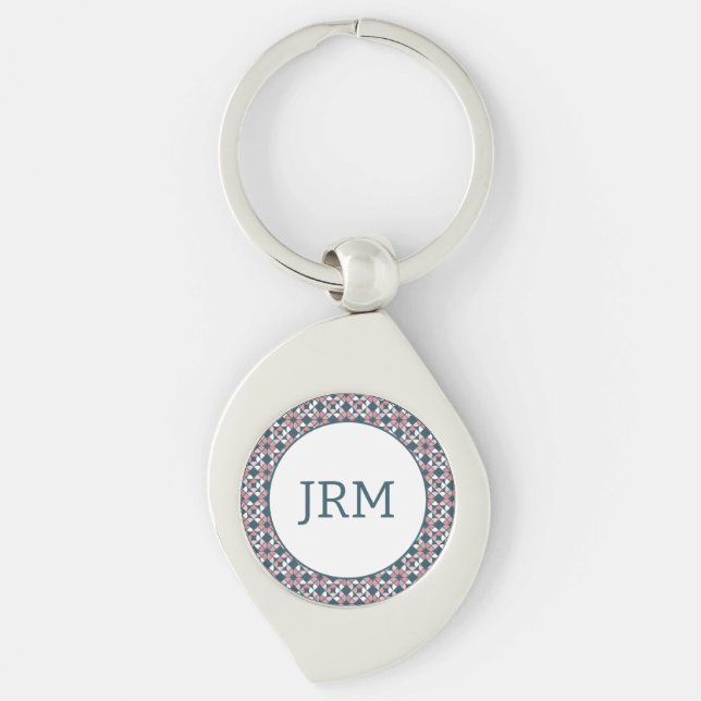 Kaleidoscope Geometric Pattern Pink Keychain (Front)