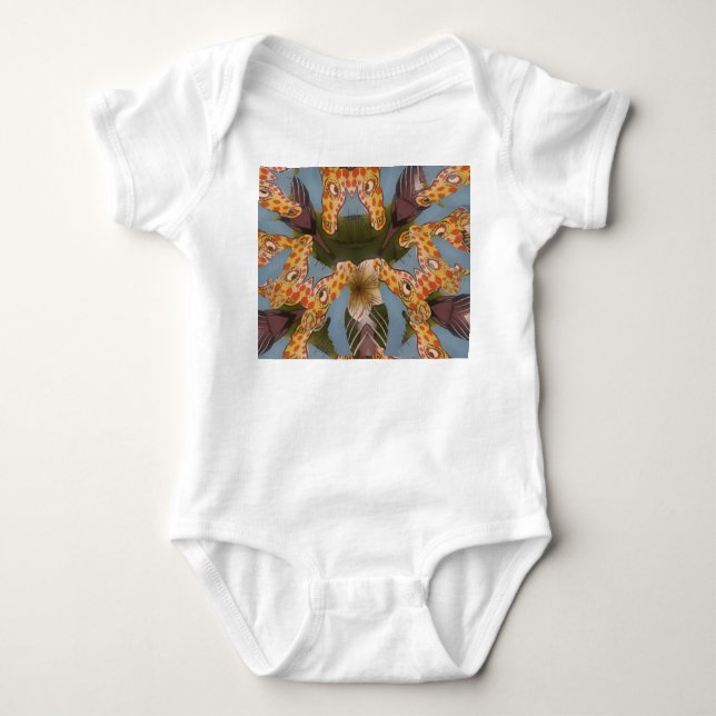Kaleidoscope Giraffe Mandala: Abstract Safari Art Baby Bodysuit (Front)