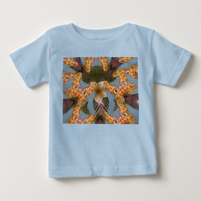 Kaleidoscope Giraffe Mandala: Abstract Safari Art Baby T-Shirt (Front)