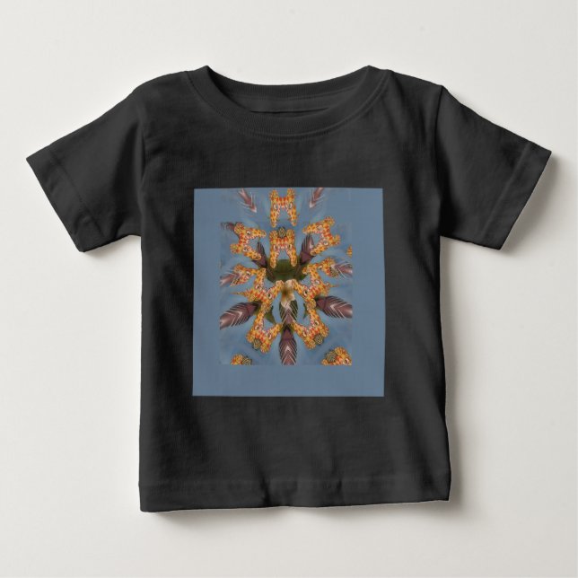 Kaleidoscope Giraffe Mandala: Abstract Safari Art Baby T-Shirt (Front)