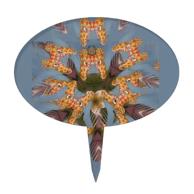 Kaleidoscope Giraffe Mandala: Abstract Safari Art Cake Topper (Front)