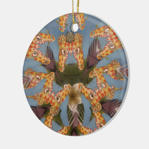 Kaleidoscope Giraffe Mandala: Abstract Safari Art Ceramic Ornament