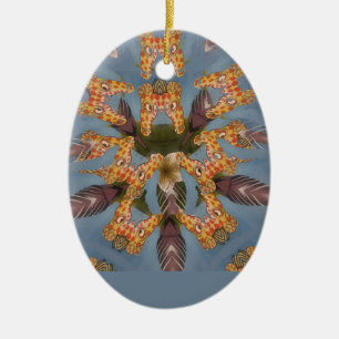 Kaleidoscope Giraffe Mandala: Abstract Safari Art Ceramic Ornament