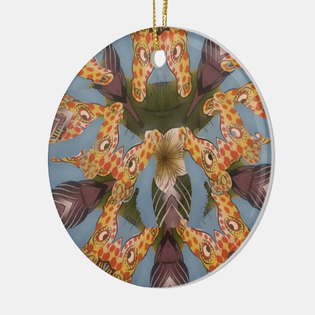 Kaleidoscope Giraffe Mandala: Abstract Safari Art Ceramic Ornament (Left)