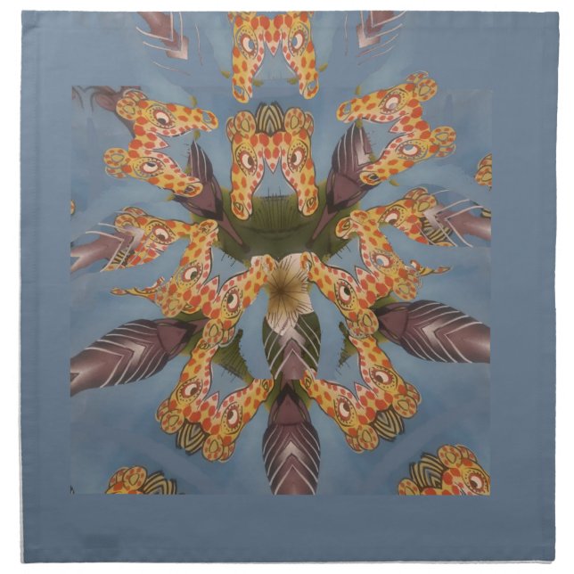 Kaleidoscope Giraffe Mandala: Abstract Safari Art Cloth Napkin (Front)