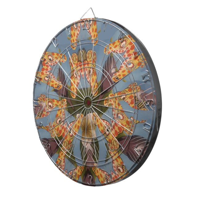 Kaleidoscope Giraffe Mandala: Abstract Safari Art Dart Board (Front Right)