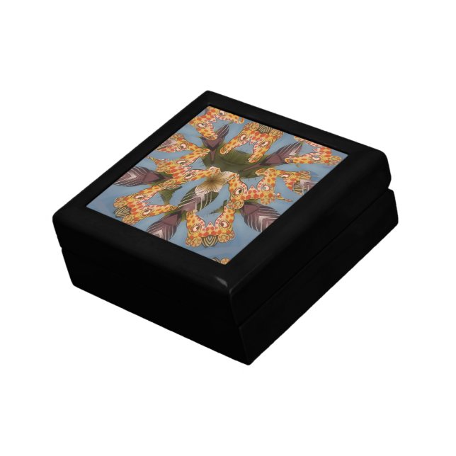 Kaleidoscope Giraffe Mandala: Abstract Safari Art Jewelry Box (Side)