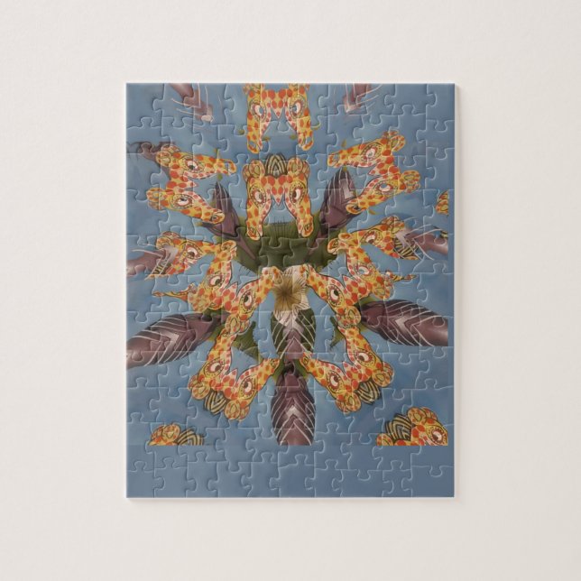 Kaleidoscope Giraffe Mandala: Abstract Safari Art Jigsaw Puzzle (Vertical)
