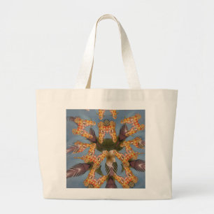 Kaleidoscope Giraffe Mandala: Abstract Safari Art Large Tote Bag