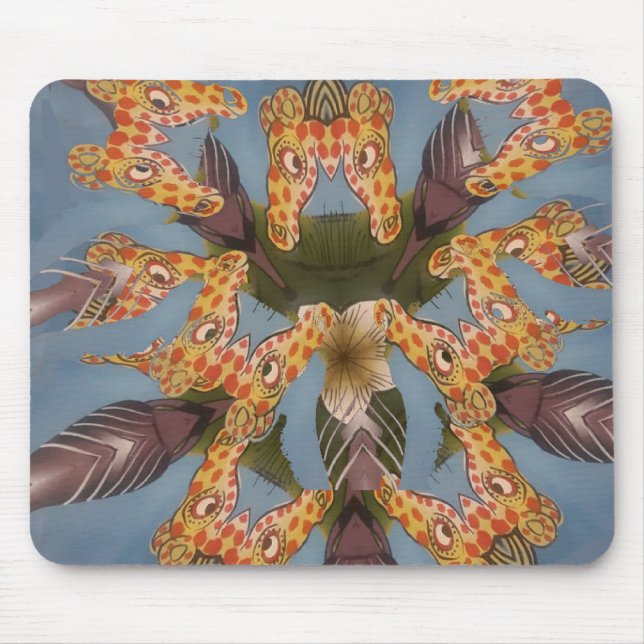 Kaleidoscope Giraffe Mandala: Abstract Safari Art Mouse Pad (Front)