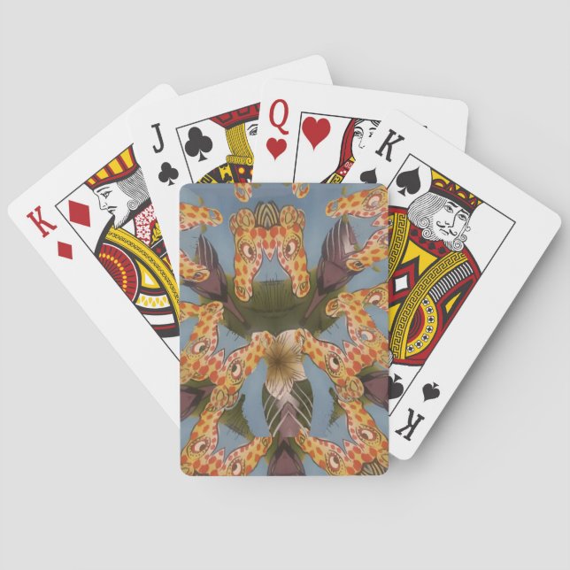 Kaleidoscope Giraffe Mandala: Abstract Safari Art Poker Cards (Back)