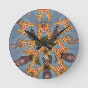 Kaleidoscope Giraffe Mandala: Abstract Safari Art Round Clock