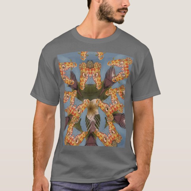 Kaleidoscope Giraffe Mandala: Abstract Safari Art T-Shirt (Front)