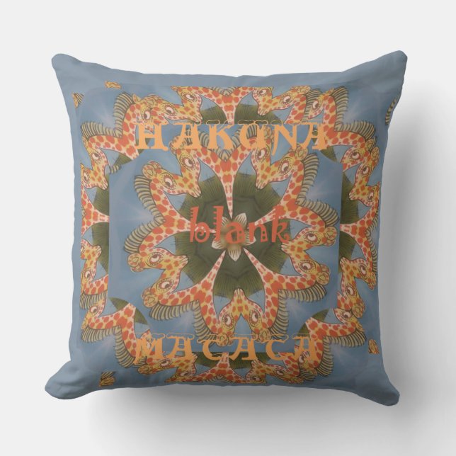 Kaleidoscope Giraffe Mandala: Abstract Safari Art Throw Pillow (Front)