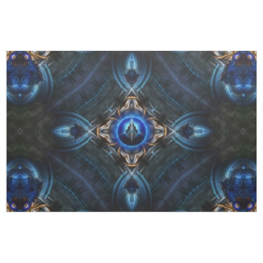Kaleidoscope Golden Blue Fabric Print