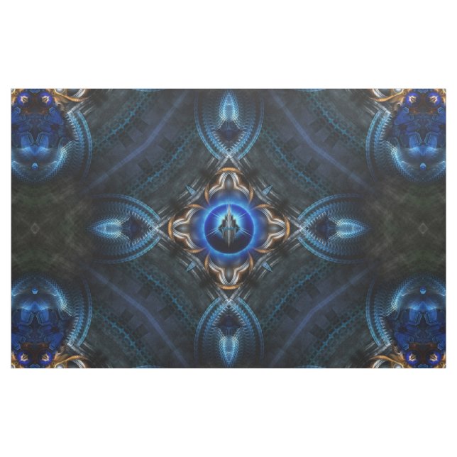 Kaleidoscope Golden Blue Fabric Print (Yard)