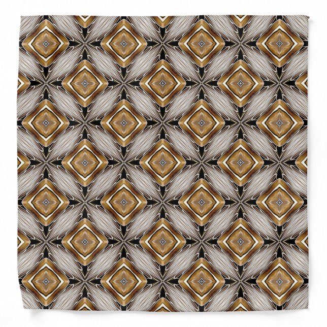 Kaleidoscope Golden-Bronze Pattern Bandana (Front)