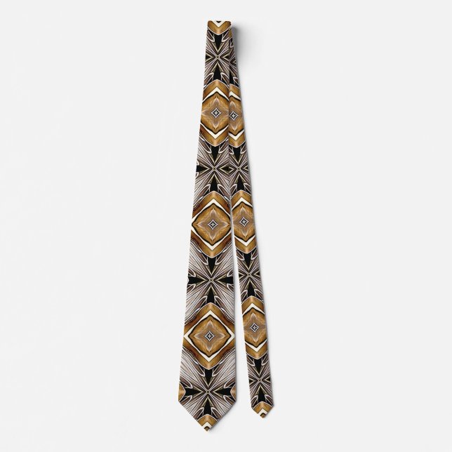 Kaleidoscope Golden-Bronze Pattern Neck Tie (Front)