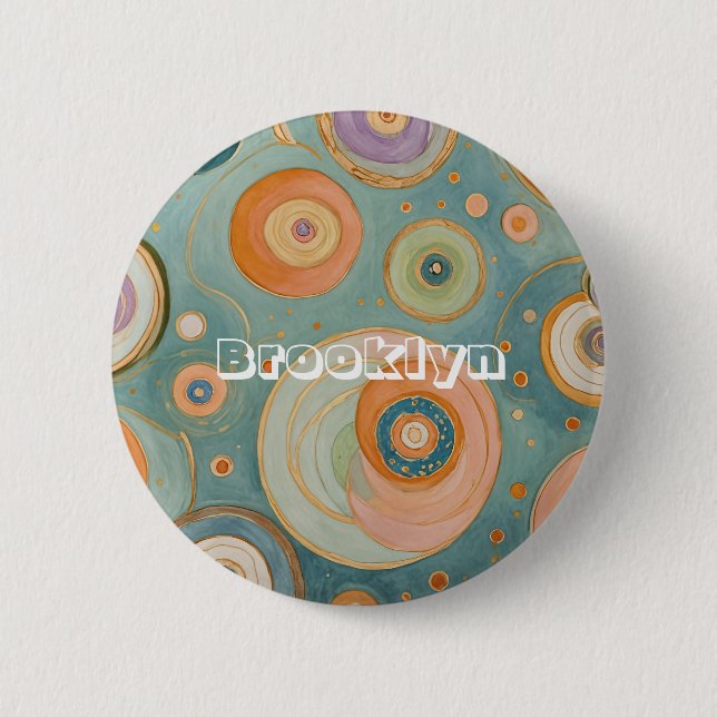 Kaleidoscope Harmony: The Swirly Pastel Circles Button (Front)