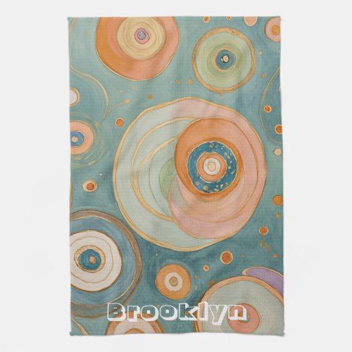 Kaleidoscope Harmony The Swirly Pastel Circles Kitchen Towel