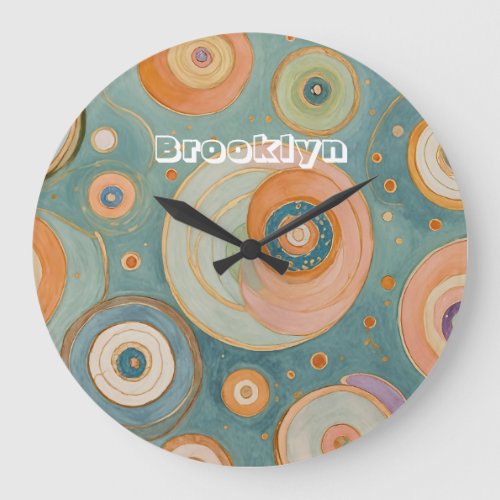 Kaleidoscope Harmony The Swirly Pastel Circles Large Clock