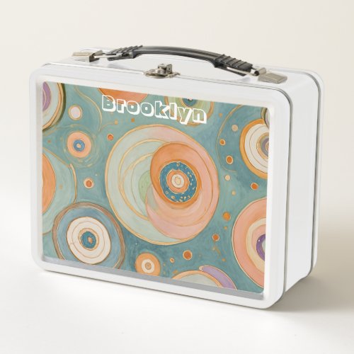 Kaleidoscope Harmony The Swirly Pastel Circles Metal Lunch Box