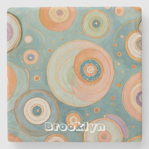 Kaleidoscope Harmony The Swirly Pastel Circles Stone Coaster