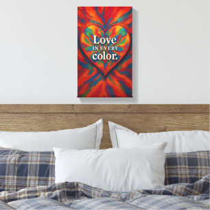  Kaleidoscope Heart Canvas   Rainbow Abstract Love