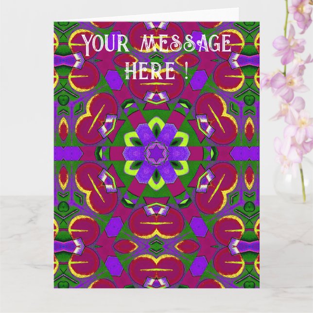 Kaleidoscope Hearts - Hearts painting kaleidoscope Card (Orchid)