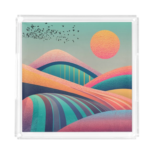 Kaleidoscope Hills Landscape Acrylic Tray (Front)