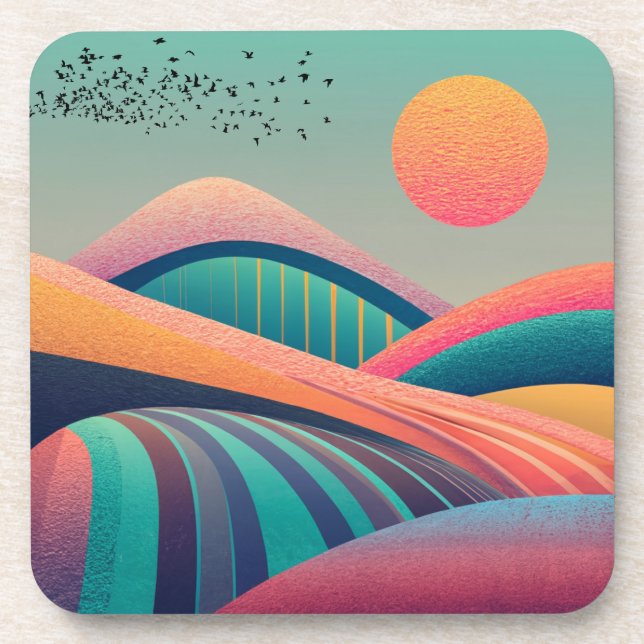 Kaleidoscope Hills Landscape Beverage Coaster (Front)