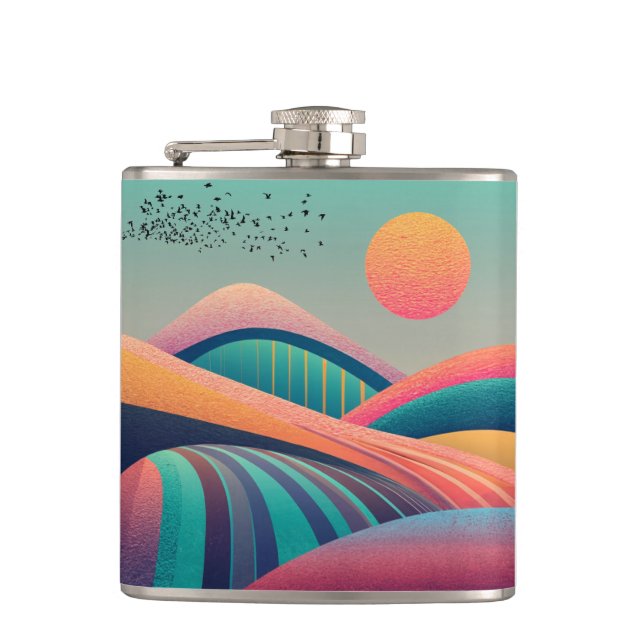 Kaleidoscope Hills Landscape Flask (Front)