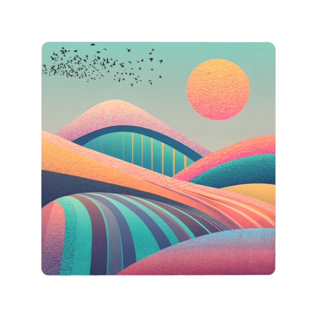 Kaleidoscope Hills Landscape Metal Print (Front)