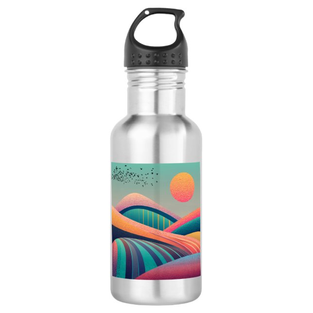 Kaleidoscope Hills Landscape Stainless Steel Water Bottle (Front)