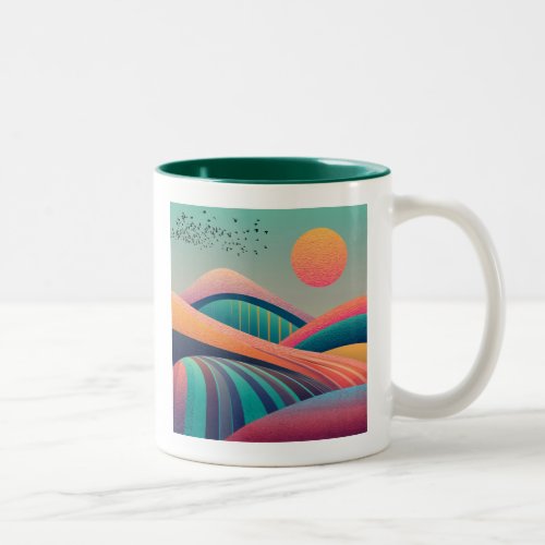 Kaleidoscope Hills Landscape Two_Tone Coffee Mug