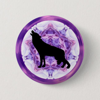 Kaleidoscope Howling Wolf Pinback Button