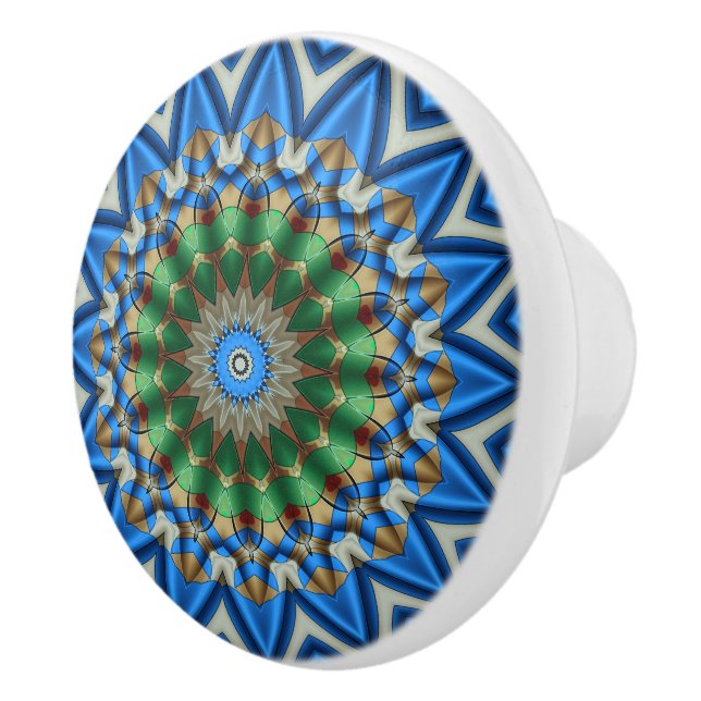 Kaleidoscope in Blue Ceramic Knob (Right)