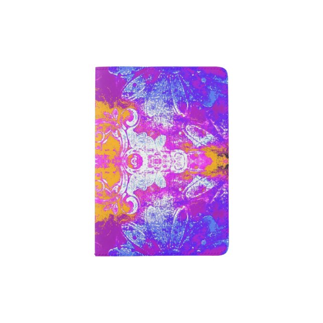 Kaleidoscope in pink/yellow/purple passport holder (Front)