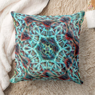 Kaleidoscope in roughened parts resembling leather throw pillow