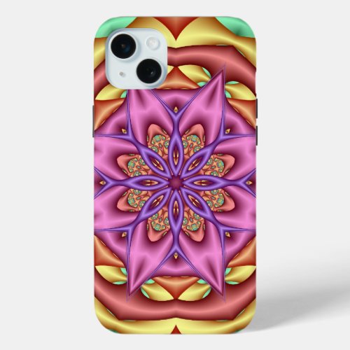 Kaleidoscope iPhone case w Fantasy Flower